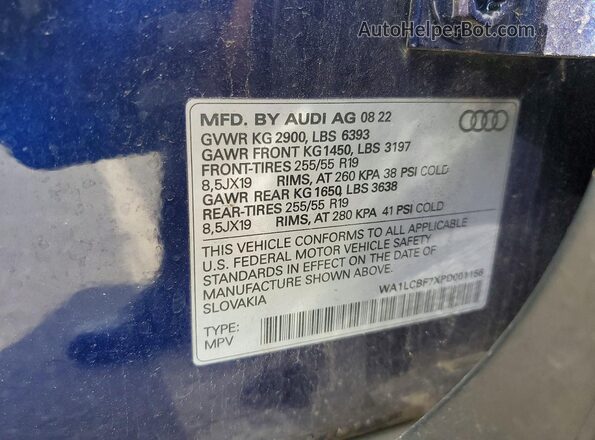 WA1LCBF7XPD001156 2023 AUDI Q7 Blue 