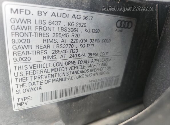 WA1LHAF72JD001297 2018 AUDI Q7 Серый 