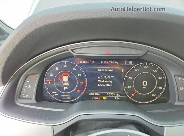 WA1LHAF73KD038988 2019 AUDI Q7 Gray Вид щитка приладів
