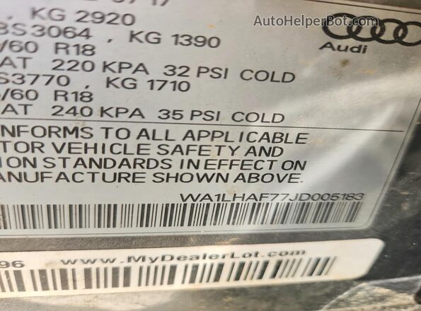 WA1LHAF77JD005183 2018 AUDI Q7 Silver VIN կոդի պիտակի տեսք