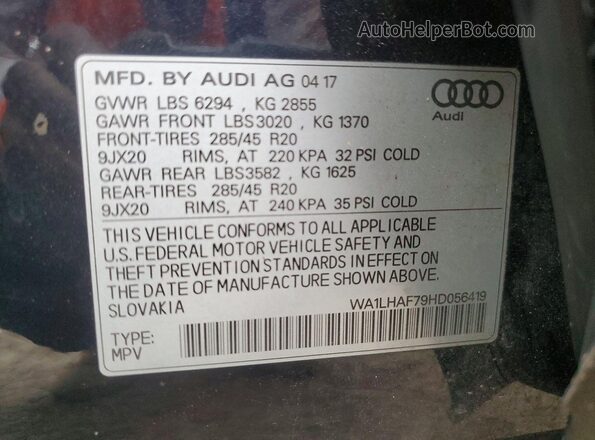 WA1LHAF79HD056419 2017 AUDI Q7 Черный Панорамный вид салона 360°