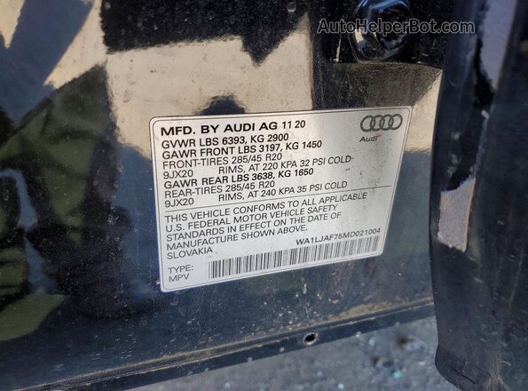 WA1LJAF75MD021004 2021 AUDI Q7 Black 