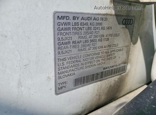 WA1LXAF73LD011150 2020 AUDI Q7 Белый 