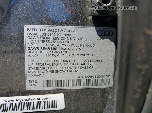WA1LXAF75LD004555 2020 AUDI Q7 Gray 
