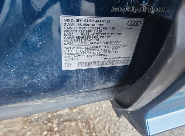 WA1LXBF73ND010041 2022 AUDI Q7 Синий 