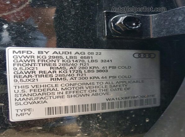 WA1LXBF78PD000785 2023 AUDI Q7 Black VIN կոդի պիտակի տեսք