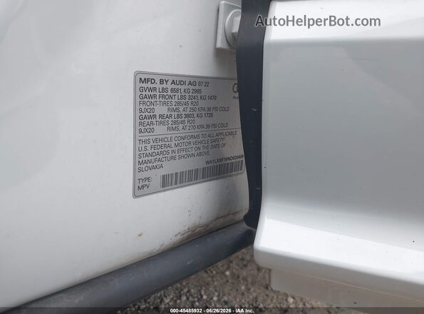 WA1LXBF79ND020489 2022 AUDI Q7 White Вид підкапотного простору