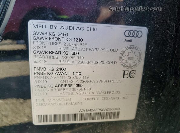 WA1M2AFPXGA096840 2016 AUDI Q5 Black 