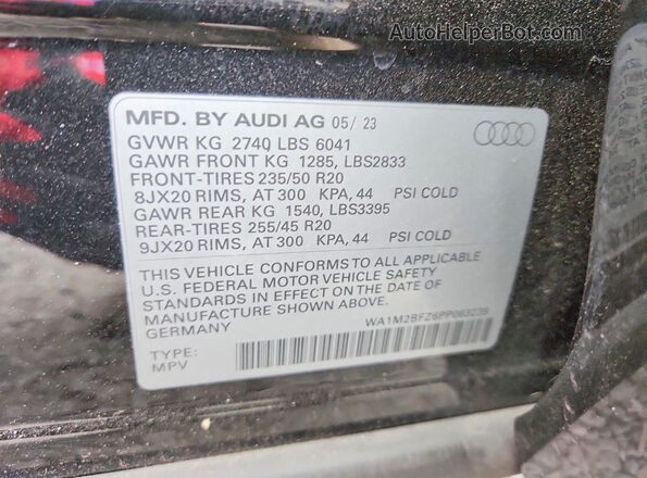 WA1M2BFZ6PP063239 2023 AUDI Q4 Black VIN sticker view