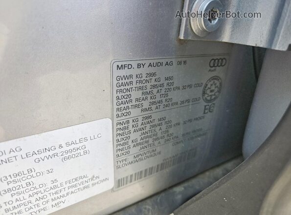 WA1VAAF70HD026402 2017 AUDI Q7 Silver VIN կոդի պիտակի տեսք