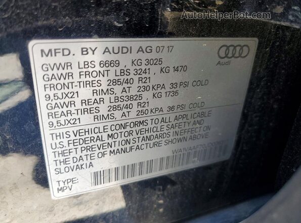 WA1VAAF70JD006317 2018 AUDI Q7 Black Շարժիչի բաժամունքի տեսք