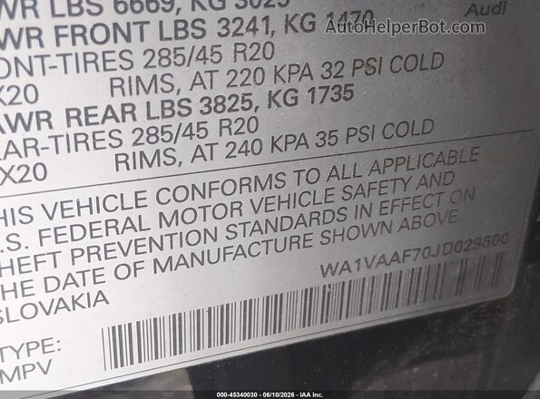 WA1VAAF70JD029600 2018 AUDI Q7 Черный Вид подкапотного пространства