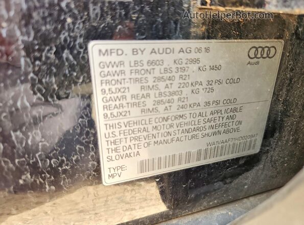 WA1VAAF71HD020947 2017 AUDI Q7 Black 
