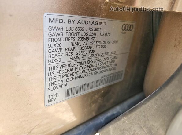 WA1VAAF72JD000079 2018 AUDI Q7 Gold VIN կոդի պիտակի տեսք