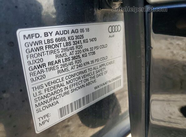 WA1VAAF76JD045932 2018 AUDI Q7 Black 