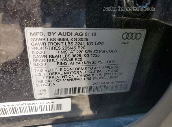 WA1VAAF78JD030011 2018 AUDI Q7 Black 
