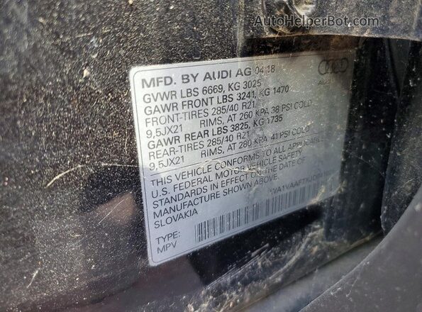 WA1VAAF7XJD041026 2018 AUDI Q7 Black Շարժիչի բաժամունքի տեսք