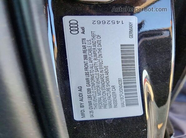 WAU1BCFUXSN042351 2025 AUDI A5 Black Vista de la etiqueta del VIN