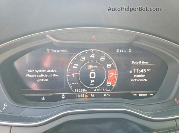 WAU24GF51JN005170 2018 AUDI S5 Charcoal Vista del cuadro de instrumentos