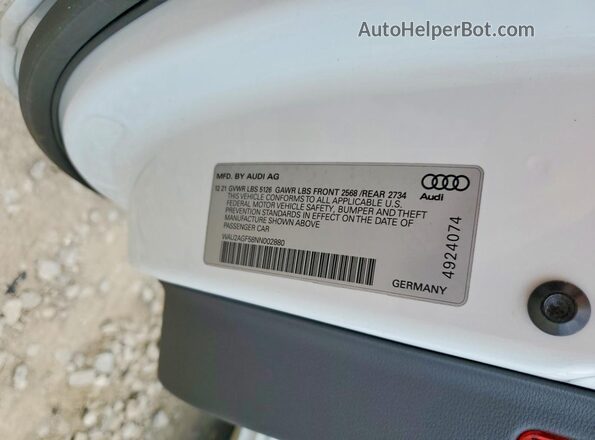 WAU2AGF58NN002880 2022 AUDI A5 Белый 