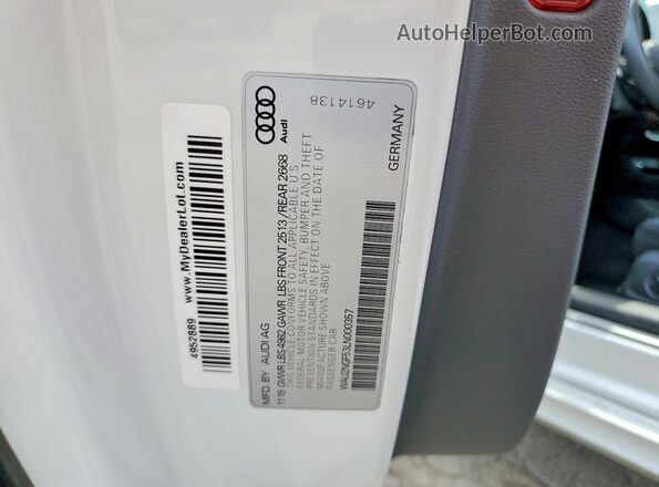 WAU2NGF53LN000357 2020 AUDI A5 White ძრავის განყოფილების ხედი