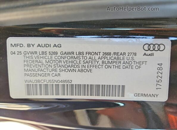 WAU3BCFU5SN048552 2025 AUDI A5 Черный 