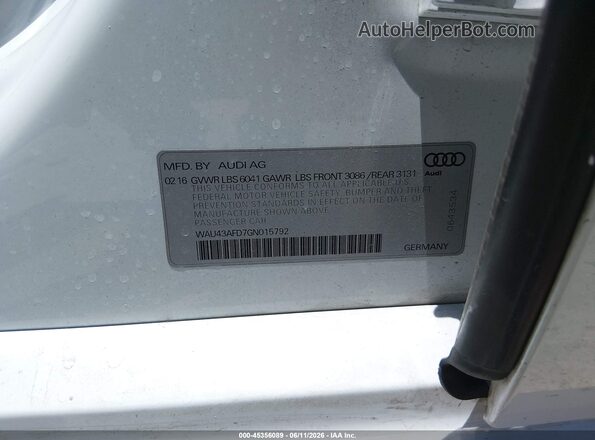 WAU43AFD7GN015792 2016 AUDI OTHER Белый Вид подкапотного пространства