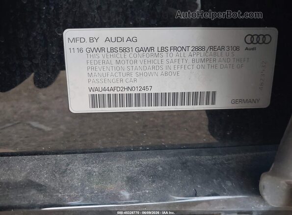 WAU44AFD2HN012457 2017 AUDI OTHER Black Շարժիչի բաժամունքի տեսք