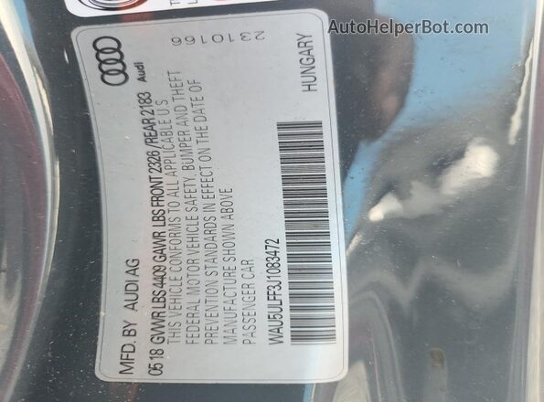 WAU5ULFF3J1083472 2018 AUDI A3 Gray Շարժիչի բաժամունքի տեսք