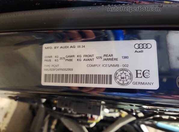 WAU92BF24RN052959 2024 AUDI A6 Blue Вид наклейки з VIN-кодом