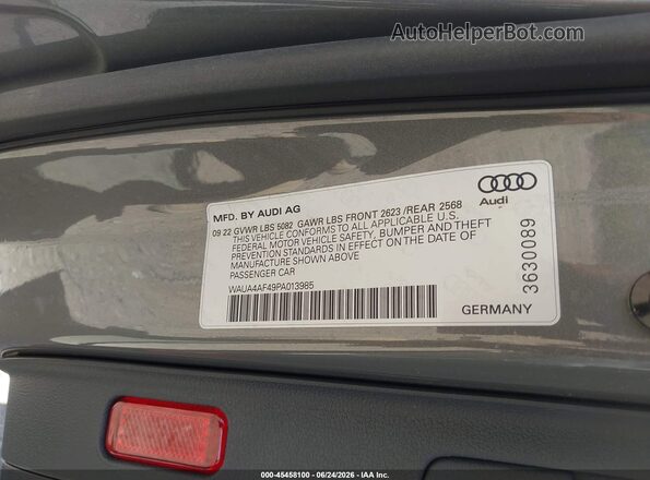 WAUA4AF49PA013985 2023 AUDI S4 Gray ძრავის განყოფილების ხედი