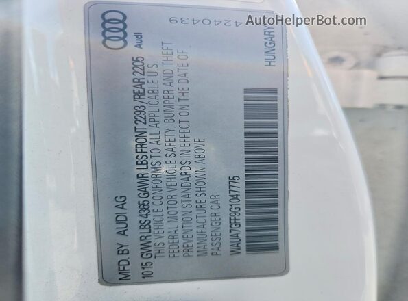 WAUA7GFF9G1047775 2016 AUDI A3 White Vista del compartimento del motor