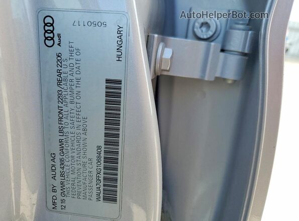 WAUA7GFFXG1068408 2016 AUDI A3 Silver Engine compartment view