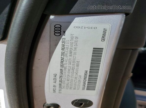 WAUANAF42HN006044 2017 AUDI OTHER Silver ძრავის განყოფილების ხედი