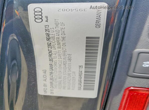 WAUANAF44HN041135 2017 AUDI A4 Gray Вид підкапотного простору