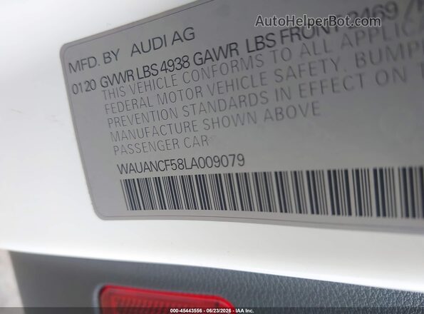 WAUANCF58LA009079 2020 AUDI OTHER White ძრავის განყოფილების ხედი
