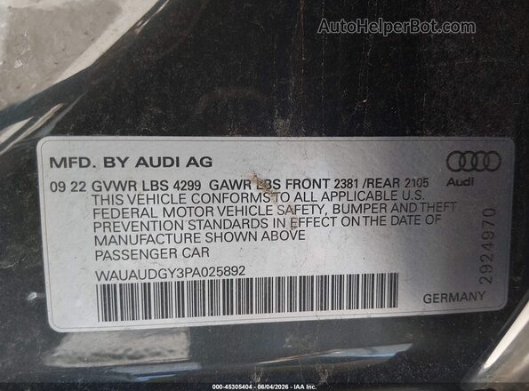 WAUAUDGY3PA025892 2023 AUDI A3 Gray Vista del compartimento del motor