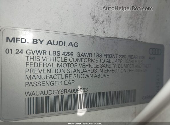 WAUAUDGY6RA099553 2024 AUDI A3 White Շարժիչի բաժամունքի տեսք