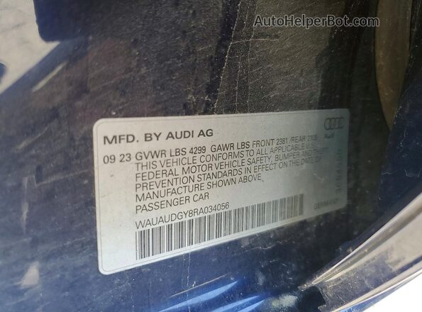 WAUAUDGY8RA034056 2024 AUDI A3 Blue ძრავის განყოფილების ხედი
