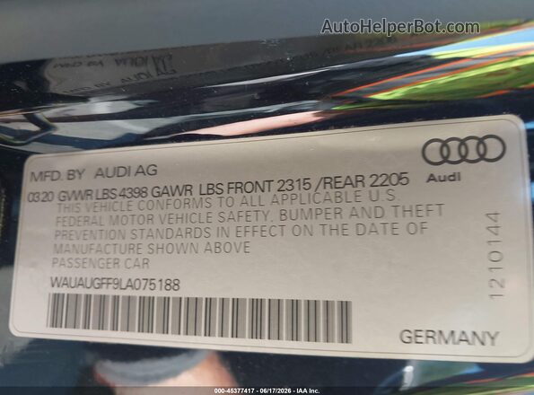 WAUAUGFF9LA075188 2020 AUDI A3 Black Вид підкапотного простору