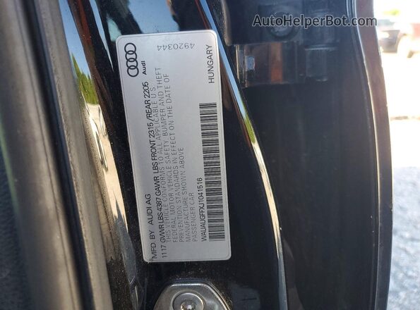 WAUAUGFFXJ1041516 2018 AUDI A3 Black Widok naklejki z numerem VIN