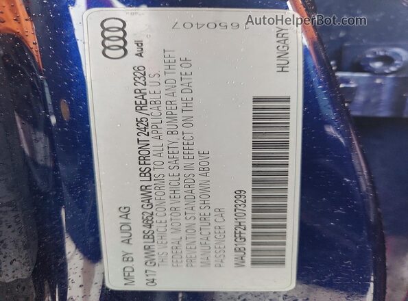 WAUB1GFF2H1073299 2017 AUDI S3 Pink Вид підкапотного простору