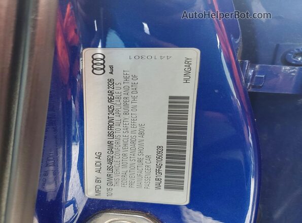 WAUB1GFF4G1050928 2016 AUDI S3 Blue Вид підкапотного простору