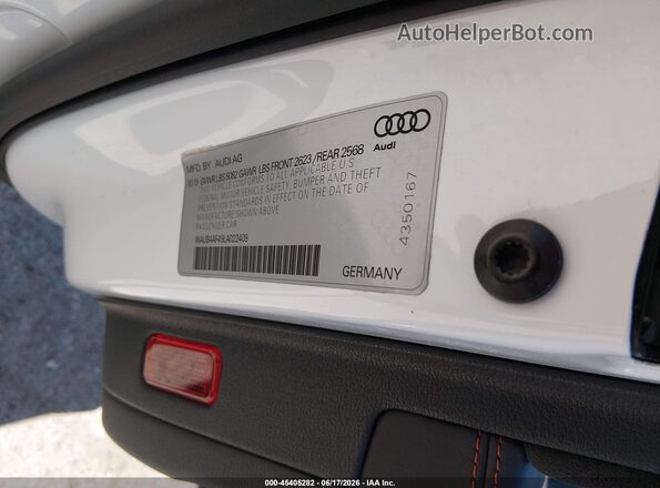 WAUB4AF49LA022409 2020 AUDI S4 White Engine compartment view