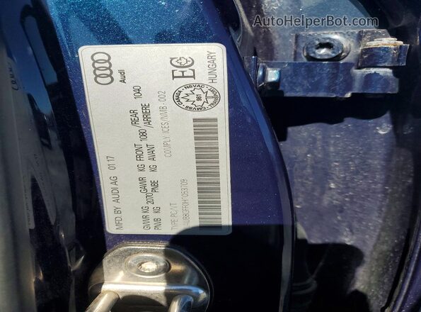 WAUB8GFF0H1053709 2017 AUDI A3 Blue Вид наклейки з VIN-кодом
