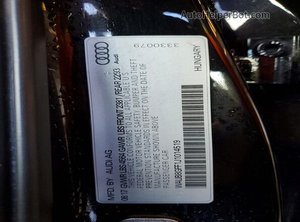 WAUB8GFF1J1014519 2018 AUDI A3 Black Vista de la etiqueta del VIN