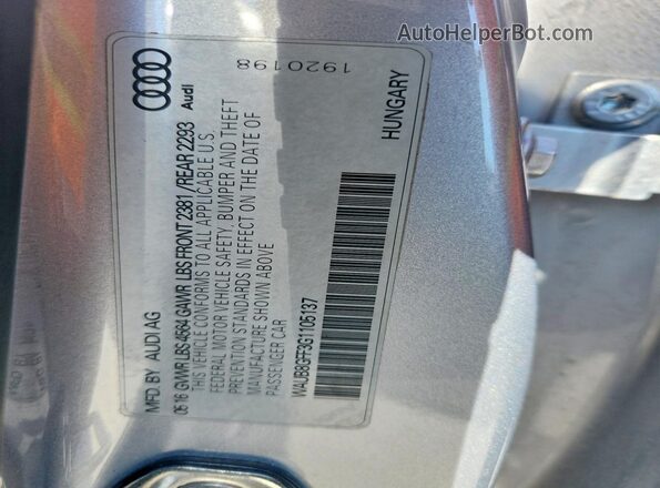 WAUB8GFF3G1105137 2016 AUDI A3 Silver ძრავის განყოფილების ხედი