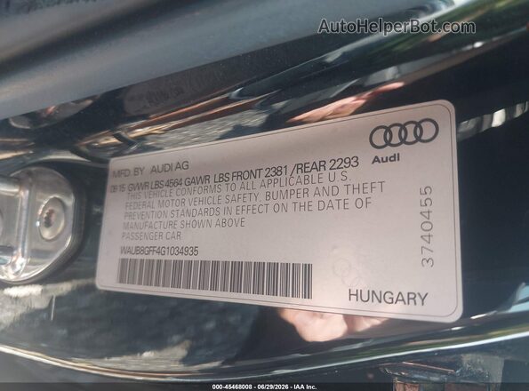 WAUB8GFF4G1034935 2016 AUDI A3 Черный Вид подкапотного пространства