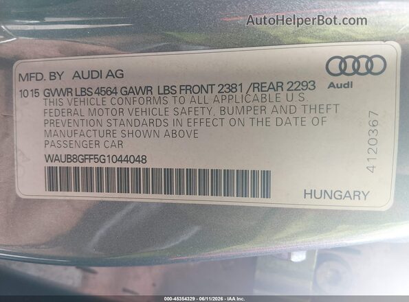 WAUB8GFF5G1044048 2016 AUDI A3 Blue Շարժիչի բաժամունքի տեսք
