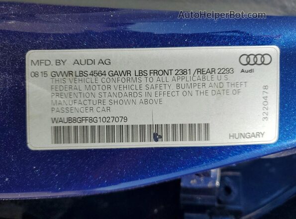 WAUB8GFF8G1027079 2016 AUDI A3 Blue Շարժիչի բաժամունքի տեսք